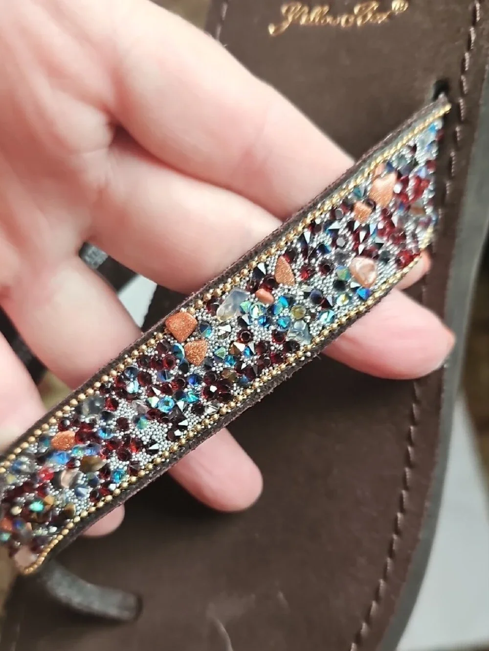 Yellow Box Beaded Flip Flop Sandals - Picture 5 of 5